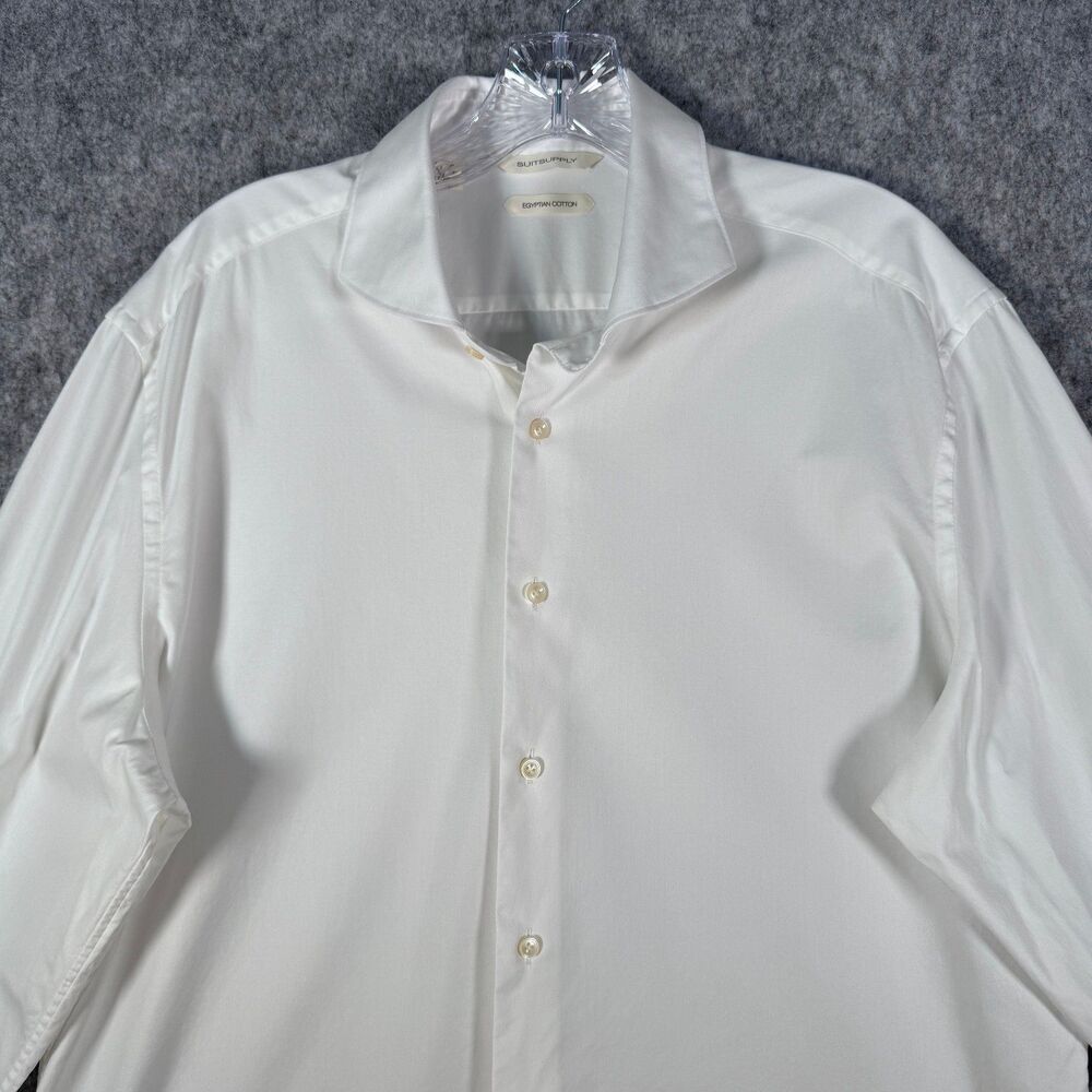 SuitSupply Dress Shirt Mens 43 17 White Egyptian Cotton Tailored Fit
